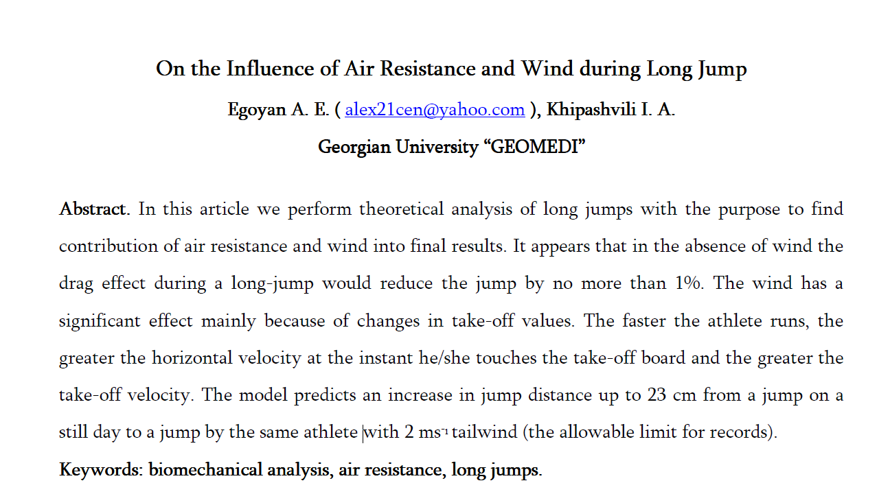 L'influence de la résistance de l'air et du vent sur les performances en saut en longueur