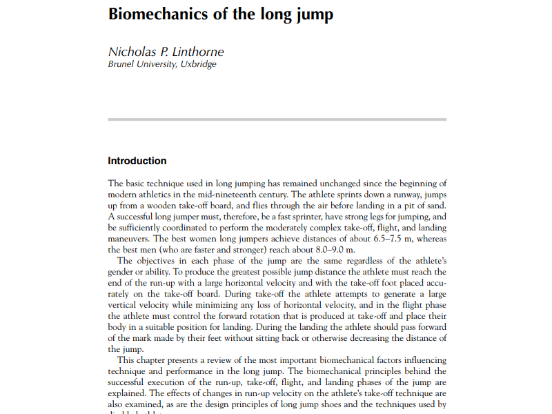 Biomechanics of the long jump - Nicholas P. Linthorne